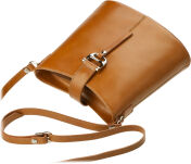 Dámská kožená crossbody kabelka z pravé kůže VERA PELLE barvy - camel - 4