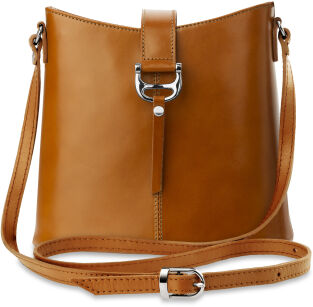Dámská kožená crossbody kabelka z pravé kůže VERA PELLE barvy - camel
