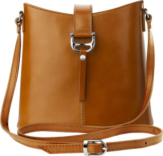 Dámská kožená crossbody kabelka z pravé kůže VERA PELLE barvy - camel