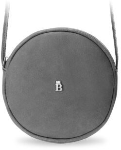 Kulatá crossbody kabelka Baleine z přírodní kůže - popelavá
