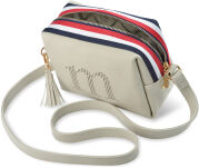 Dámská kabelka listonoška monnari přes rameno s barevným prošitím ažurovým logem a přívěškem s třásněmi - černá - 5