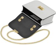 Malá pevná italská kožená crossbody kabelka s cvočky a řetízkem – Šedá - 3