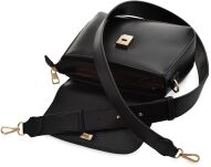 PETERSON classic elegantní dámská kabelka z kvalitní ekokůže městská kabelka s širokým popruhem a klopou - černá - 3