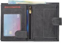 Prostorná pánská peněženka always wild robustní kožená skládací proti krádeži  - grafitová - 5