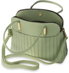 Elegantní dámská kabelka klasický kufřík shopper se třemi komorami - zelená - 3