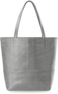 Dámská kabelka velký vak shopper bag z pravé kůže semiš - šedá