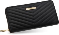 Elegantní dámská peněženka velká prošívaná peněženka psaníčko na zip - černá - 5