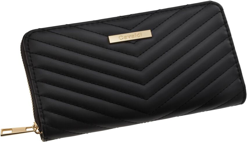 Elegantní dámská peněženka velká prošívaná peněženka psaníčko na zip - černá