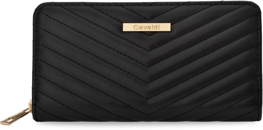 Elegantní dámská peněženka velká prošívaná peněženka psaníčko na zip - černá