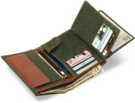 Dvoubarevná pánská peněženka z přírodní kůže - červeno-šedá - 4