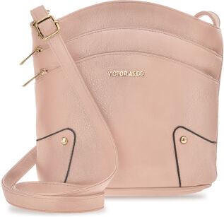 Prostorná městská dámská crossbody kabelka s kapsami – růžová