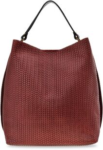 Italská semišová kabelka shopper z pravé kůže – vínová