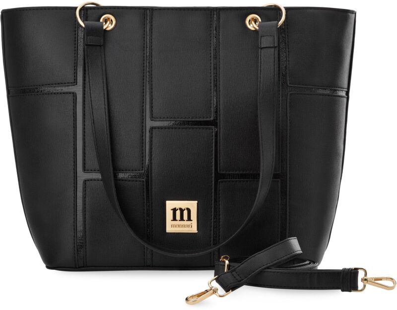 Monnari taška s lesklým vzorem velká dámská kabelka loďka shopper bag - černá