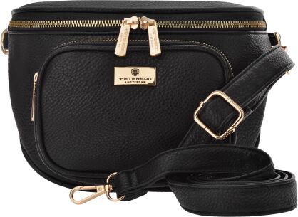 Elegantní dámská ledvinka kabelka ekologická kožená prostorná crossbody - černá