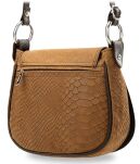 Dámská kabelka listonoška hadí kůže pastelové barvy hnědá - 3