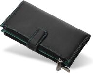 Funkční dámská peněženka visconti přírodní kůže spousta přihrádek černá - modrá - 7