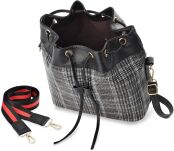 Dámská kabelka sakwa vak se vzorem kouhoutí stopy a ozdobným páskem - černá - 3