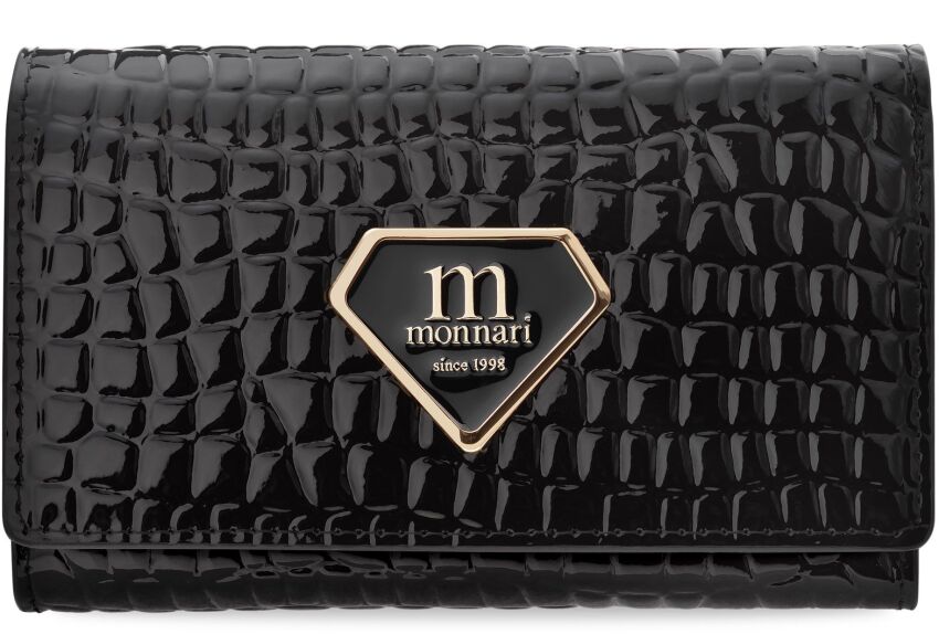 Lakovaná dámska peněženka Monnari peněženka na zip - černá