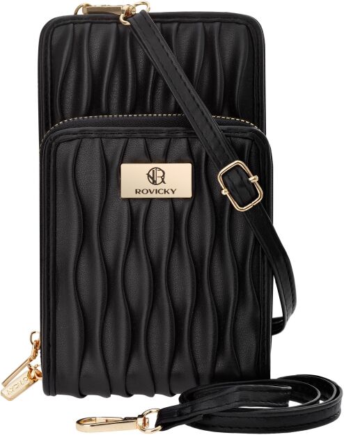 Malá dámská kabelka peněženka pouzdro na telefon 2v1 psaníčko crossbody - černá