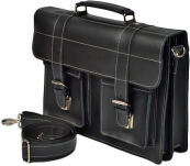 Kožená aktovka pánská taška vyrobená v polsku a-art aktovka listonoška kufřík přes rameno ve styu vintage - černá - 2