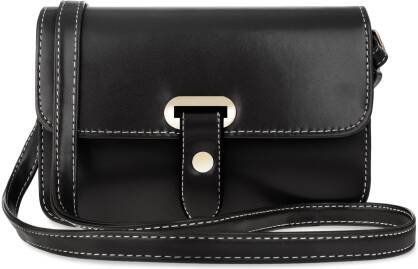 Pevná dámská nadčasová kabelka s páskem listonoška - černá