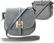 Italská listonoška se semišovou klopou vera pelle šedý - 6