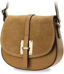 Italská crossbody kabelka s semišovou klopou VERA PELLE - šedá - 2