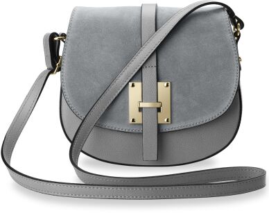 Italská crossbody kabelka s semišovou klopou VERA PELLE - šedá