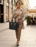 Klasická dámská kabelka shopper bag elegantní taška loďka přes rameno - černá - 4