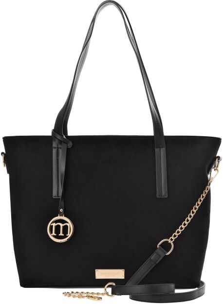 Dámská kabelka Monnari shopper elegantní taška na rameno semišová aktovka nubuk - černá