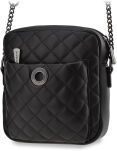 Prošívaná taška monnari malá dámská kabelka na dlouhém řemínku s řetízkem - černá - 4