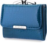 Malé elegantní portfolio lakovaná dámská peněženka - modrá - 2