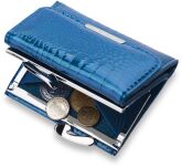 Malé elegantní portfolio lakovaná dámská peněženka - modrá - 3