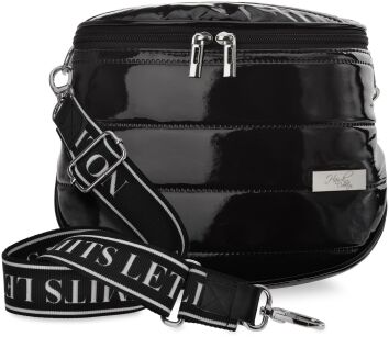 Velká prošívaná dámská ledvinka 2v1 crossbody kabelka na rameno i přes tělo - černá