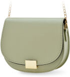 Elegantní půlkruhová dámská olivová kabelka klasická listonoška kufřík podkova na řetízku - olivová - 2