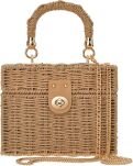 Dámská kabelka košík pletená boho proutěná crossbody kufřík - béžová - 5