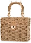 Dámská kabelka košík pletená boho proutěná crossbody kufřík - béžová - 4