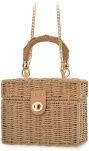 Dámská kabelka košík pletená boho proutěná crossbody kufřík - béžová - 2