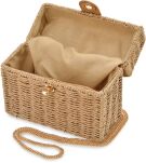 Dámská kabelka košík pletená boho proutěná crossbody kufřík - béžová - 3