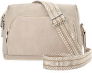 Dámská kabelka přes rameno s crossbody popruhem, ekologická kůže - béžová - 2
