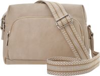 Dámská kabelka přes rameno s crossbody popruhem, ekologická kůže - béžová - 6
