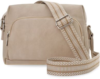 Dámská kabelka přes rameno s crossbody popruhem, ekologická kůže - béžová