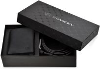 Dárková sada Rovicky v elegantní krabičce pánská bezpečná peněženka RFID + opasek - černá - 2