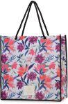 Prošívaná taška Monnari velká prostorná kabelka eko nákupní shopperka v květinách - bílá - 2