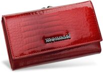 Lakovaná dámská peněženka monnari kožená portmonka na patentku hadový vzor - červená - 2