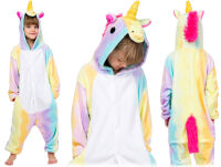 Dětský overal kigurumi onesie pyžamo kostým – neonový duhový jednorožec - 4
