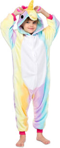 Dětský overal kigurumi onesie pyžamo kostým – neonový duhový jednorožec