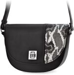 Dámská půlkruhová černá kabelka listonoška crossbody monnari s vytlačeným krokodýlím vzorem hadí kůže - 2