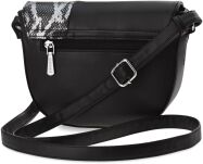 Dámská půlkruhová černá kabelka listonoška crossbody monnari s vytlačeným krokodýlím vzorem hadí kůže - 3