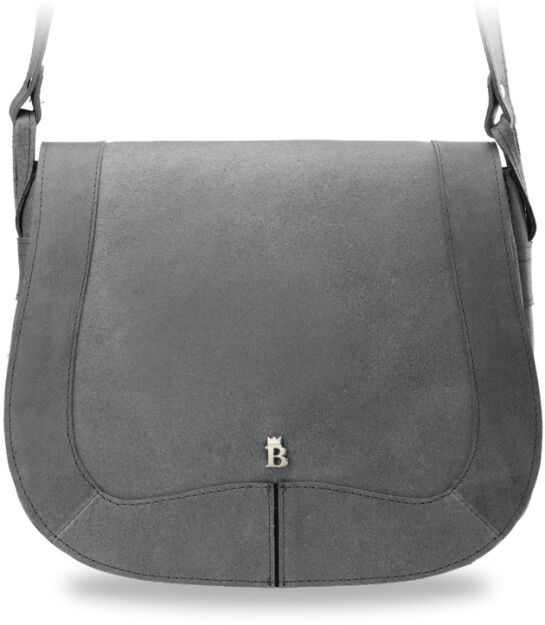 Velká dámská kožená crossbody kabelka - pravá kůže - šedá